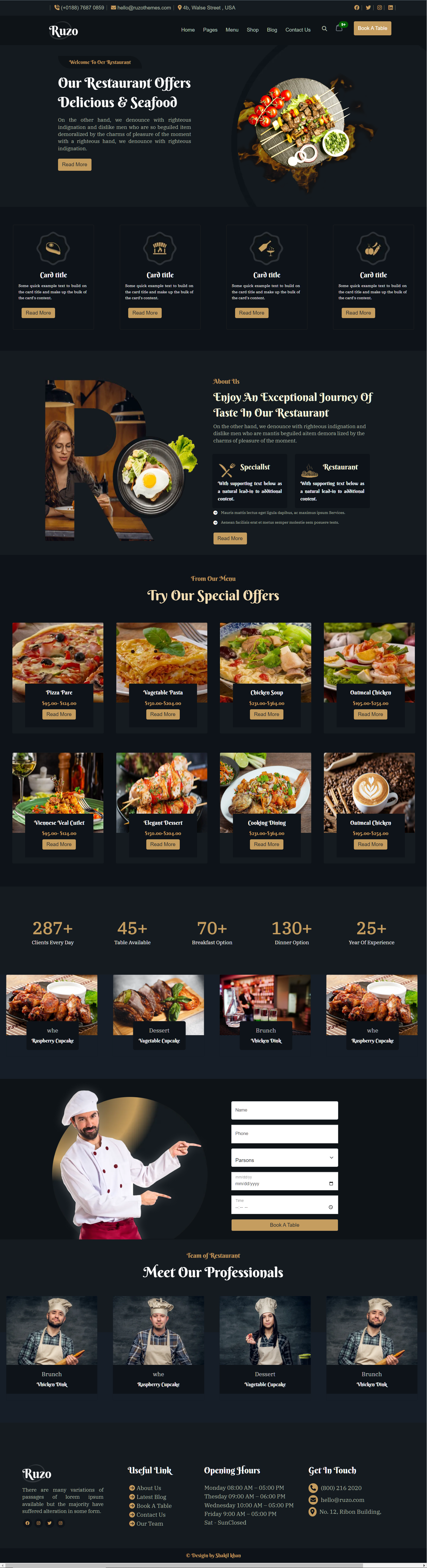Restaurant website design