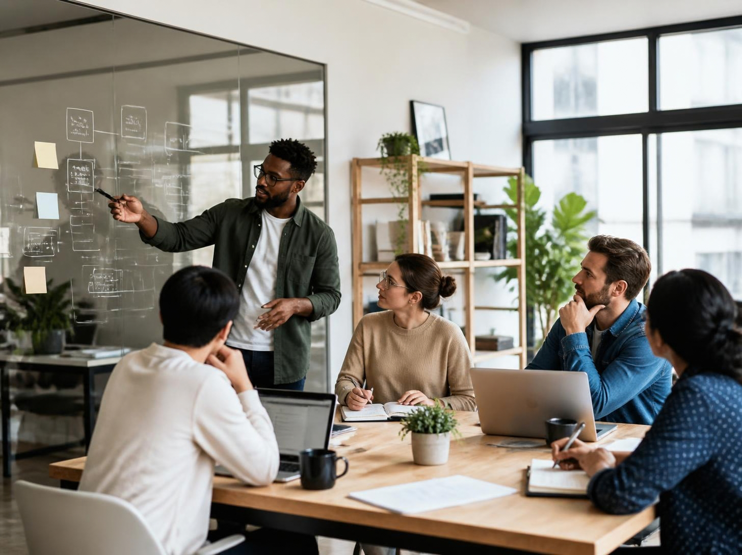 Developers reviewing a WordPress website together in an office